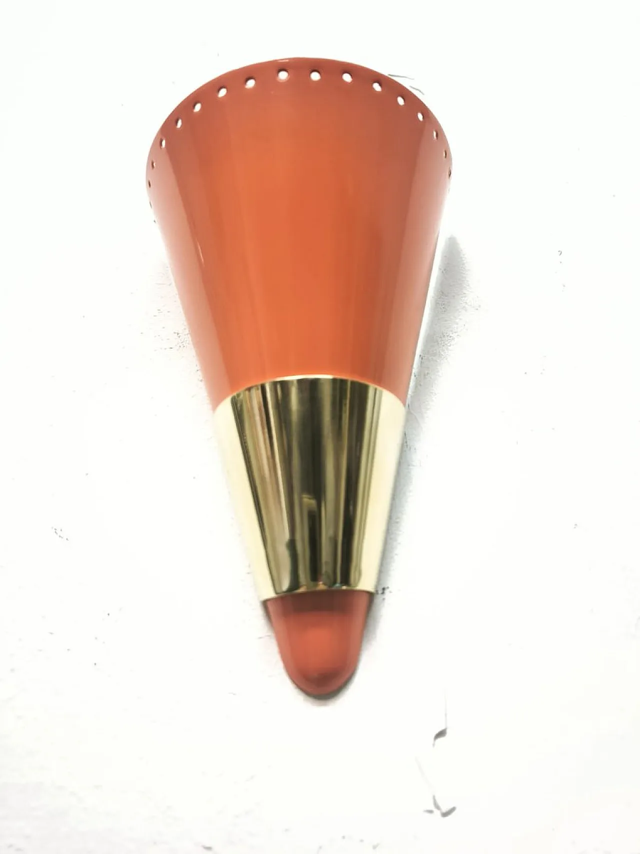 Lampada da parete Sputnik arancione con fascia dorata, anni '60 1