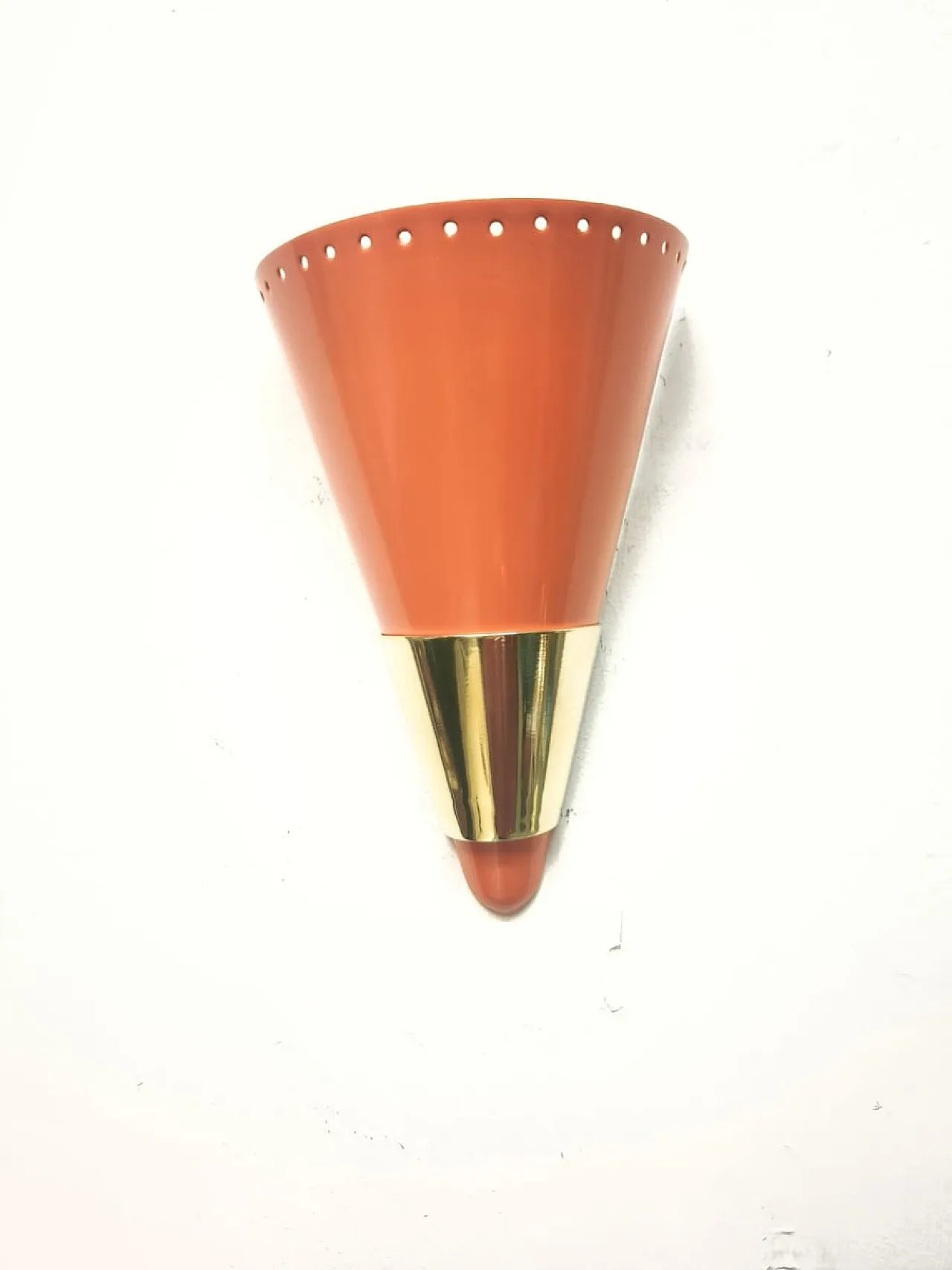 Lampada da parete Sputnik arancione con fascia dorata, anni '60 2