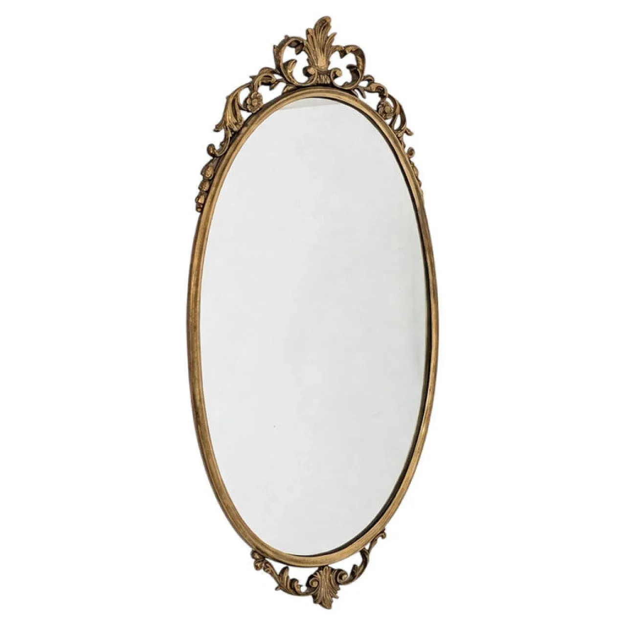 Specchio ovale in fusione di bronzo stile Luigi XV, anni '50 1