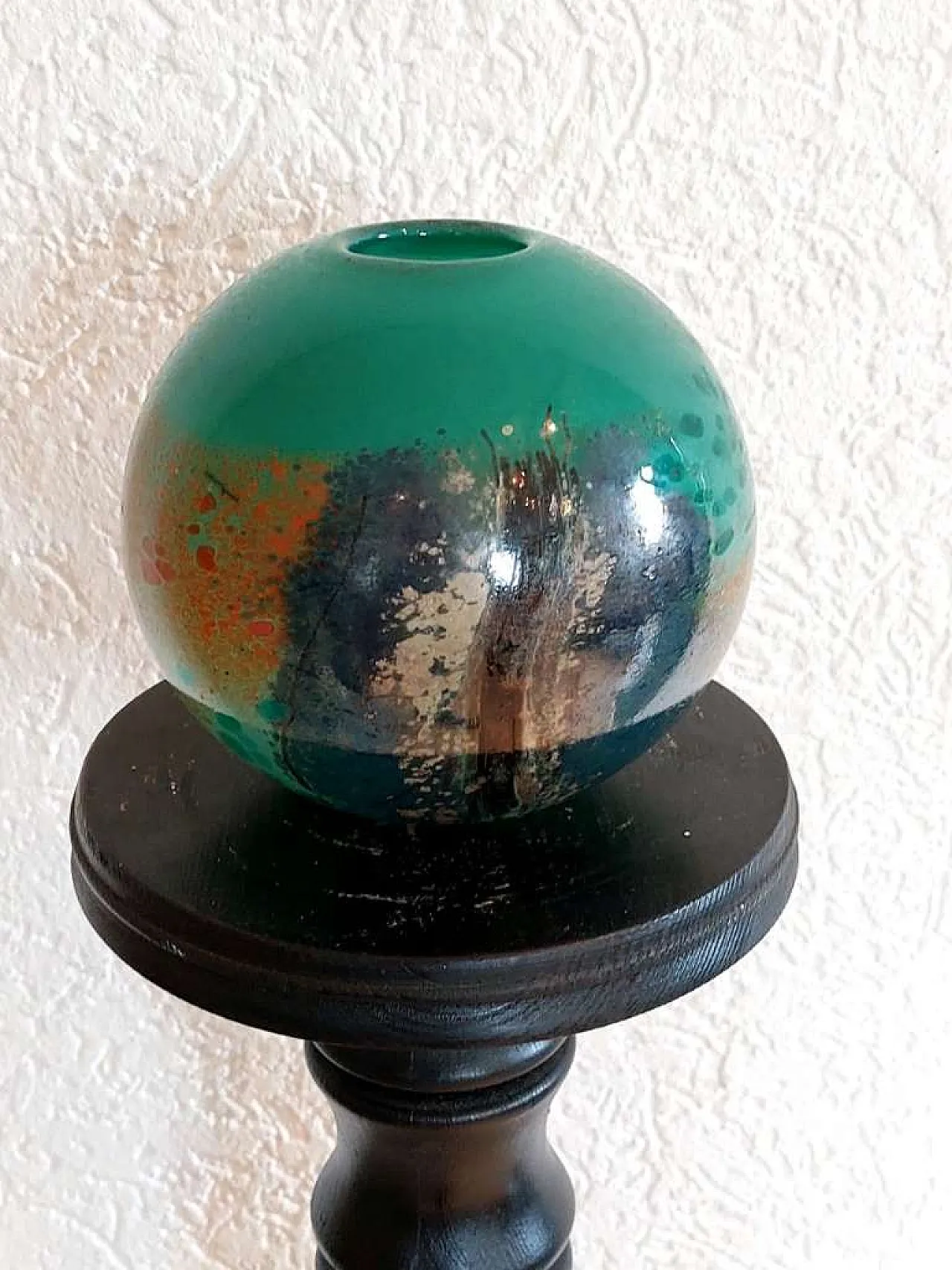 Spherical Vase in Mottled Murano Glass, 1960s 3