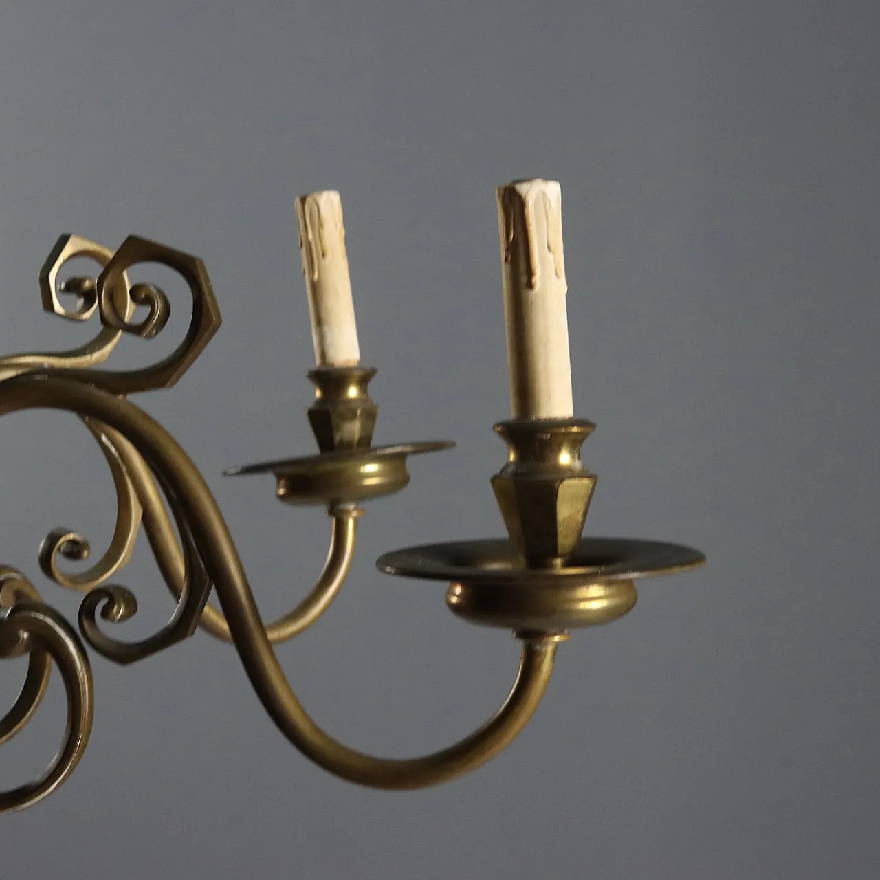 Lampadario olandese i bronzo, primo '900 4