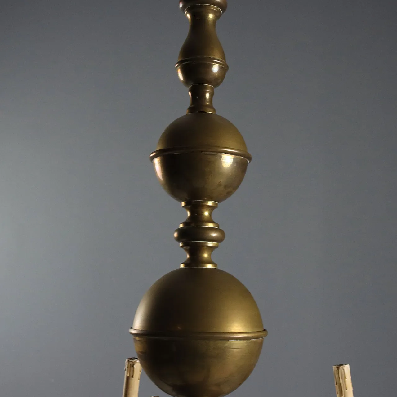 Lampadario olandese i bronzo, primo '900 5