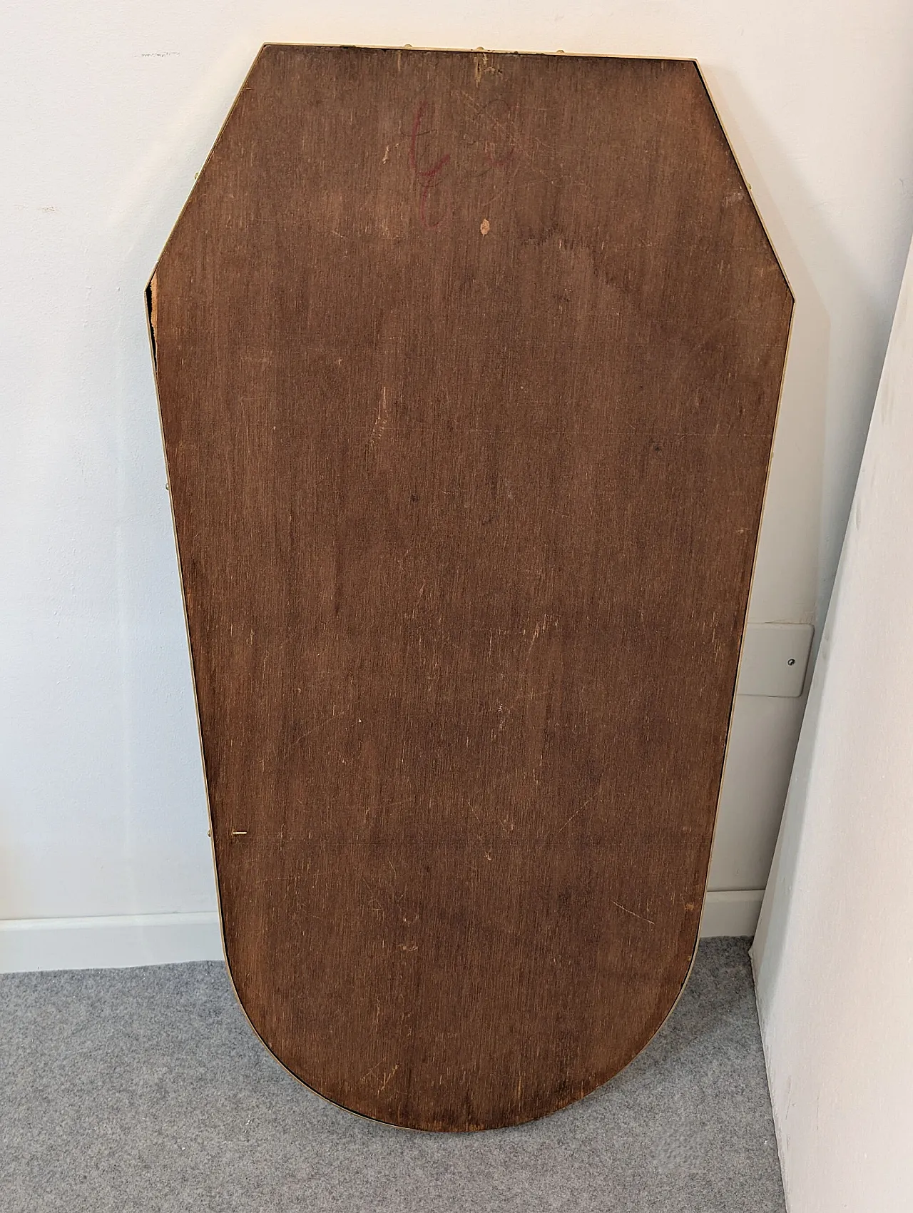 Specchio a scudo in ottone stile Gio Ponti, Italia anni ’50 3