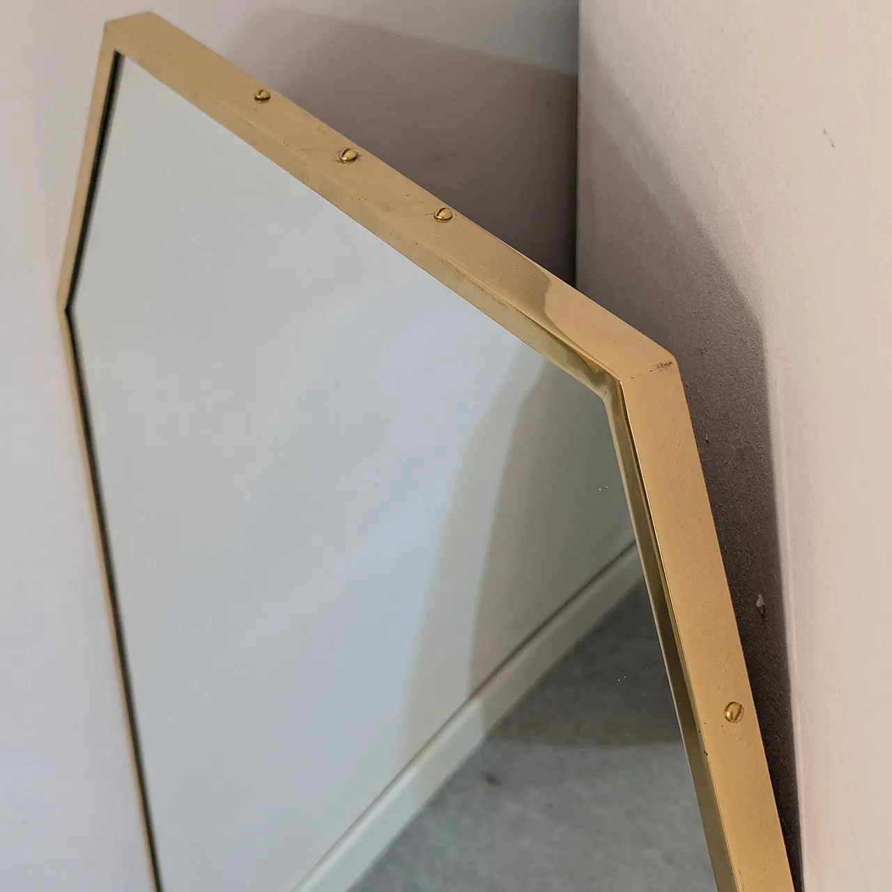 Specchio a scudo in ottone stile Gio Ponti, Italia anni ’50 8