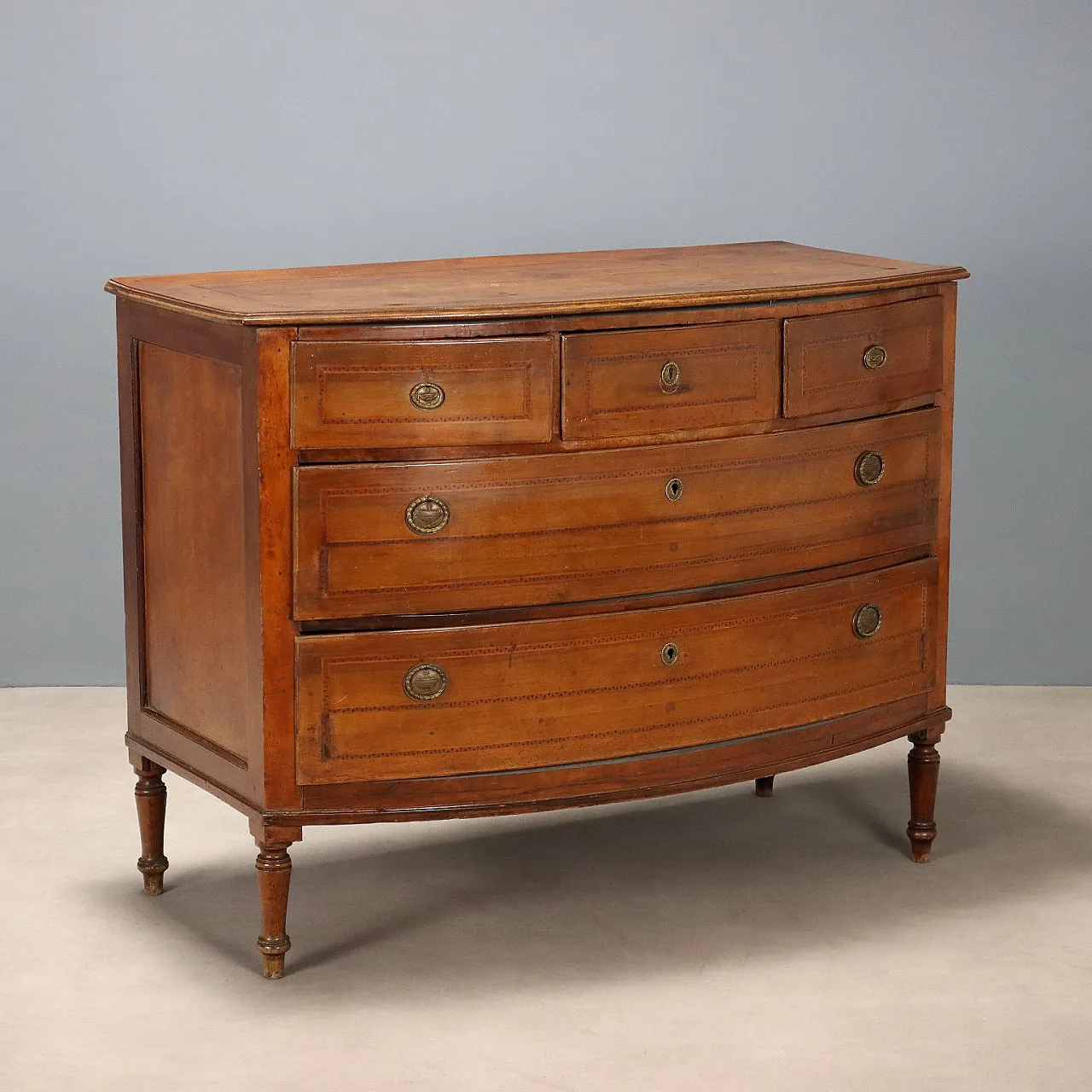 Cassettone Demi-Lune in noce, '800 1