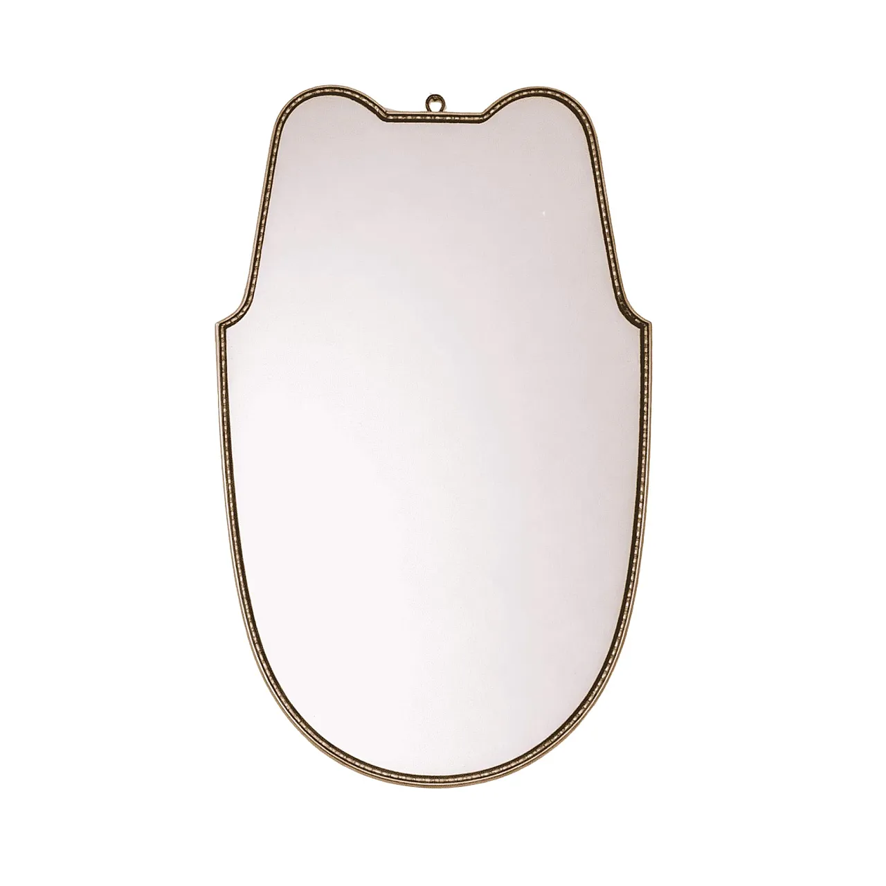 Specchio a scudo Mid-Century Modern in ottone stile Gio Ponti, anni 60 8