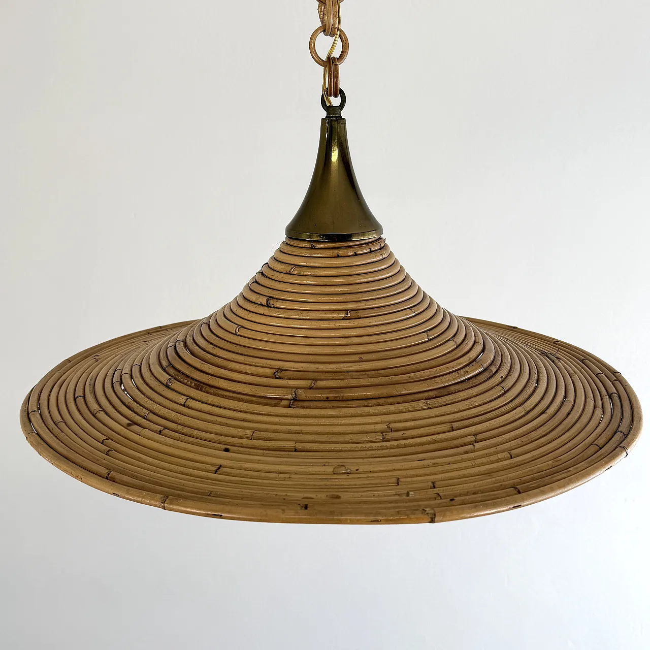 Wicker chandelier in the Vivai Del Sud style, 1970s Italy 5