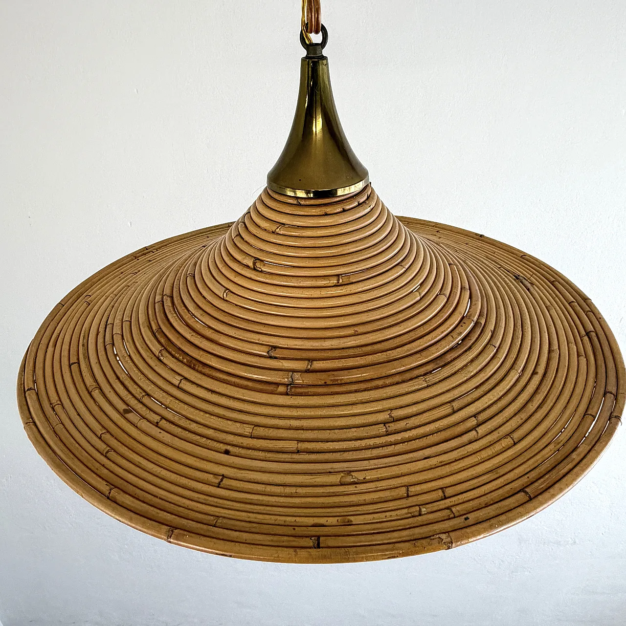 Wicker chandelier in the Vivai Del Sud style, 1970s Italy 6