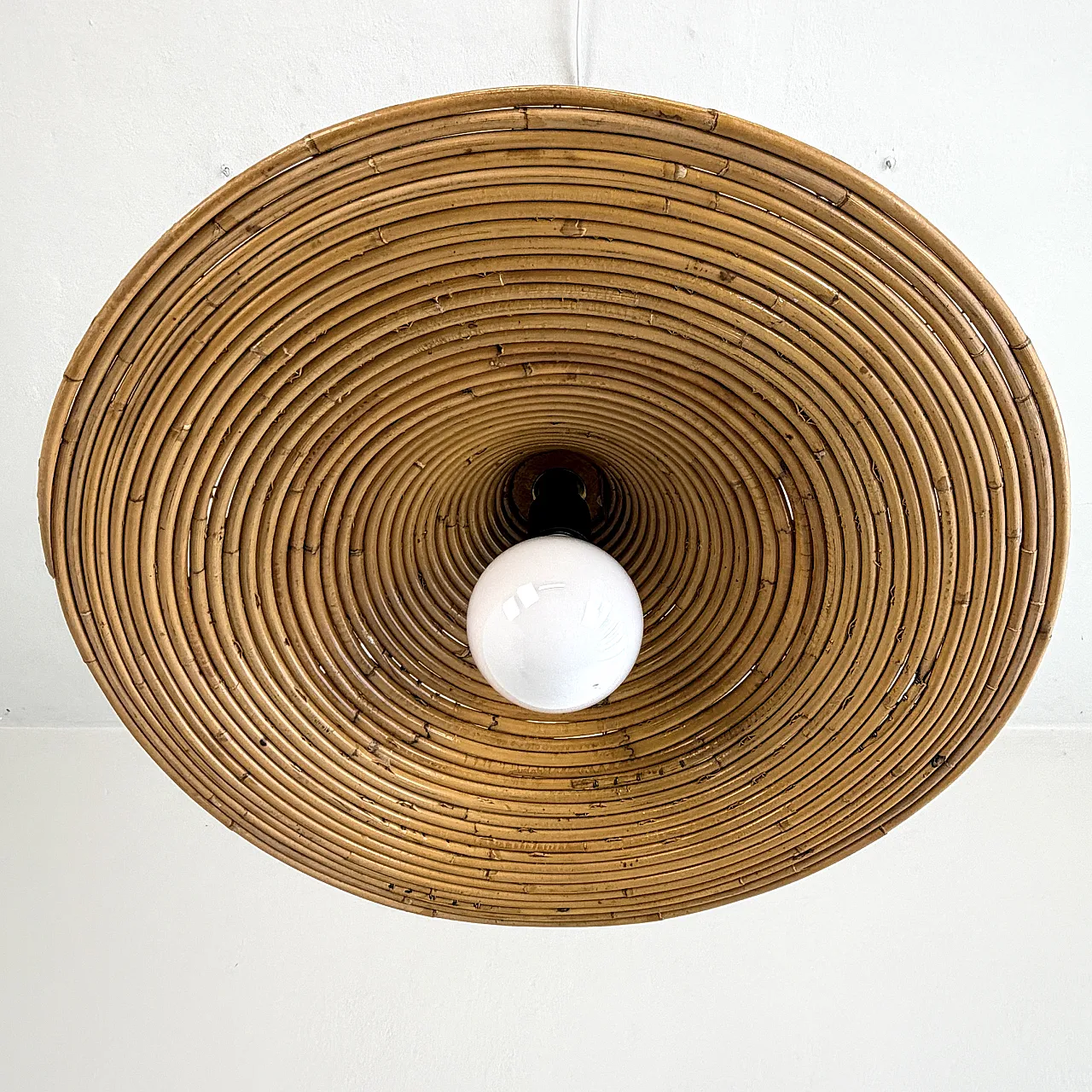 Wicker chandelier in the Vivai Del Sud style, 1970s Italy 9