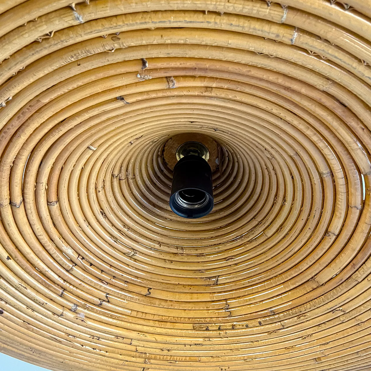 Wicker chandelier in the Vivai Del Sud style, 1970s Italy 10