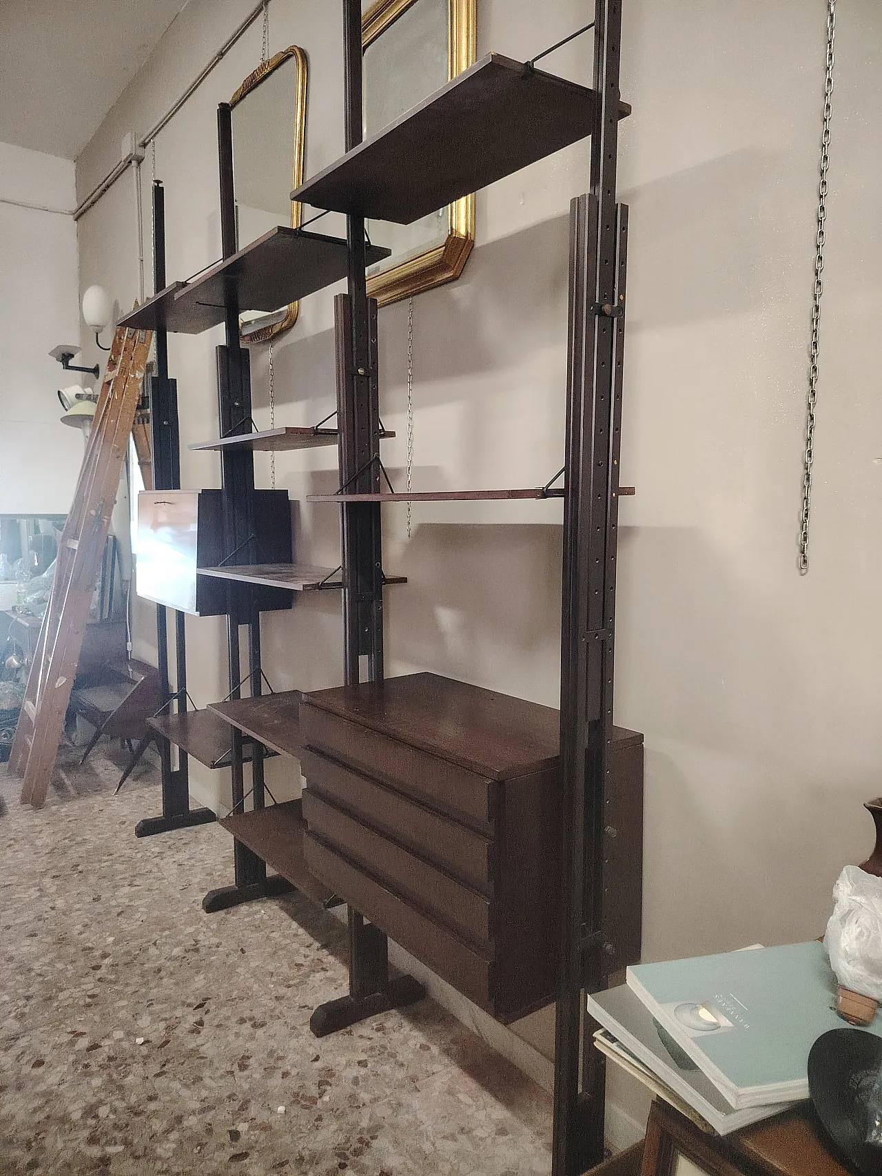 Libreria terra cielo e autoportante in palissandro, anni '60 10