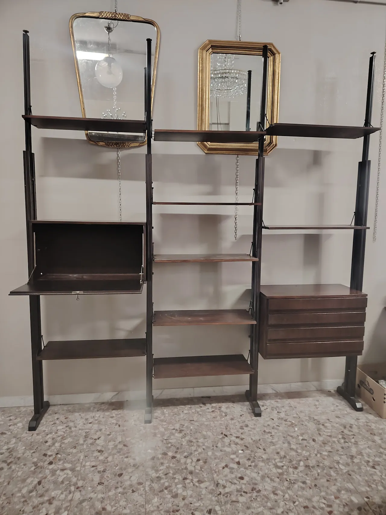 Libreria terra cielo e autoportante in palissandro, anni '60 12