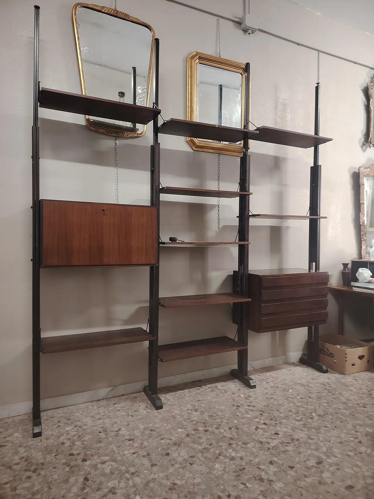 Libreria terra cielo e autoportante in palissandro, anni '60 16