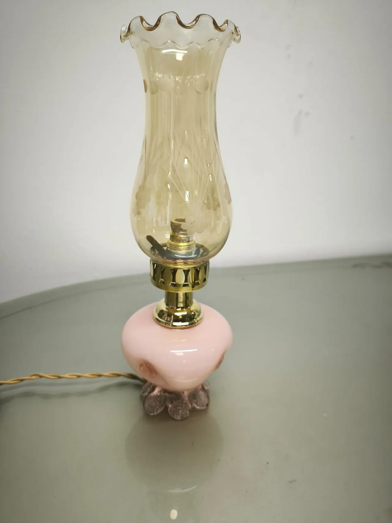 Lampada in vetro di Murano rosa con vetro ambrato, anni '50 4