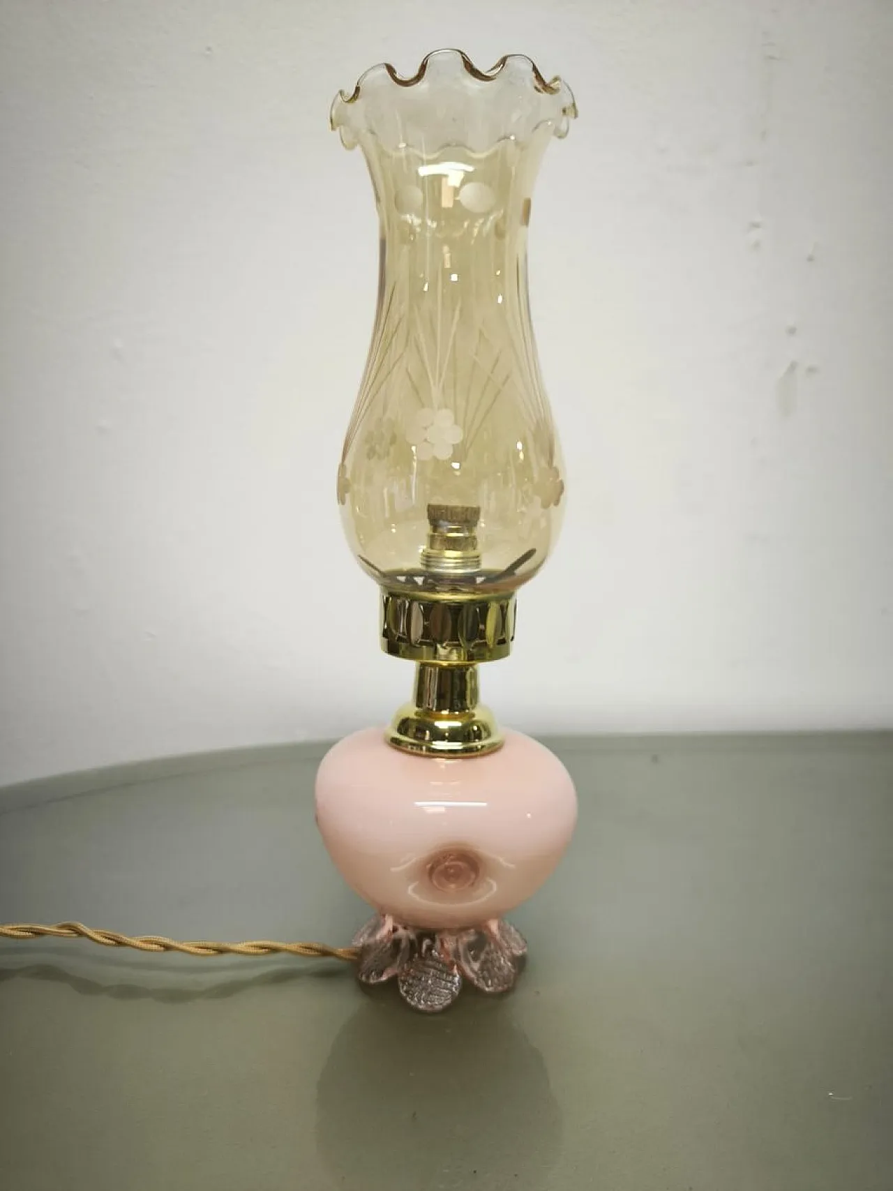 Lampada in vetro di Murano rosa con vetro ambrato, anni '50 6