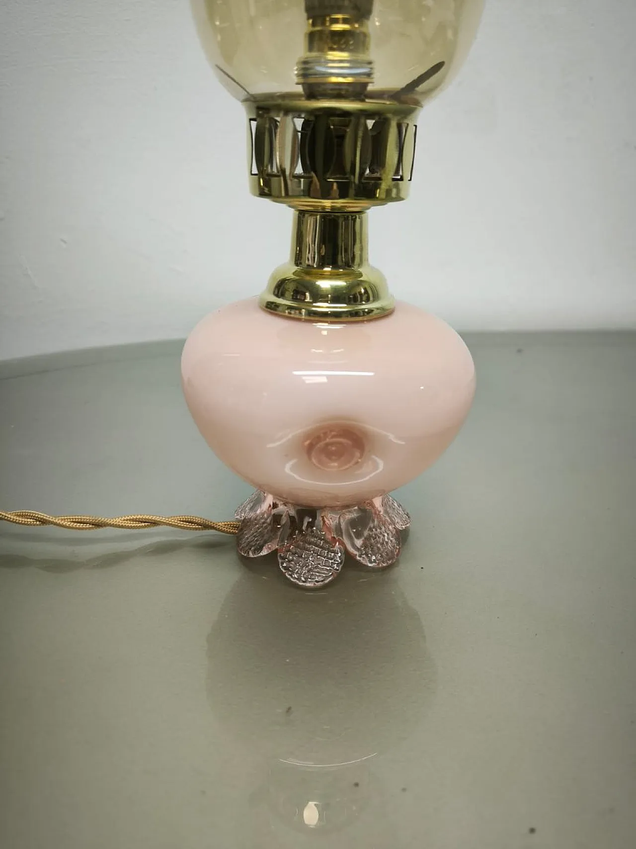 Lampada in vetro di Murano rosa con vetro ambrato, anni '50 8