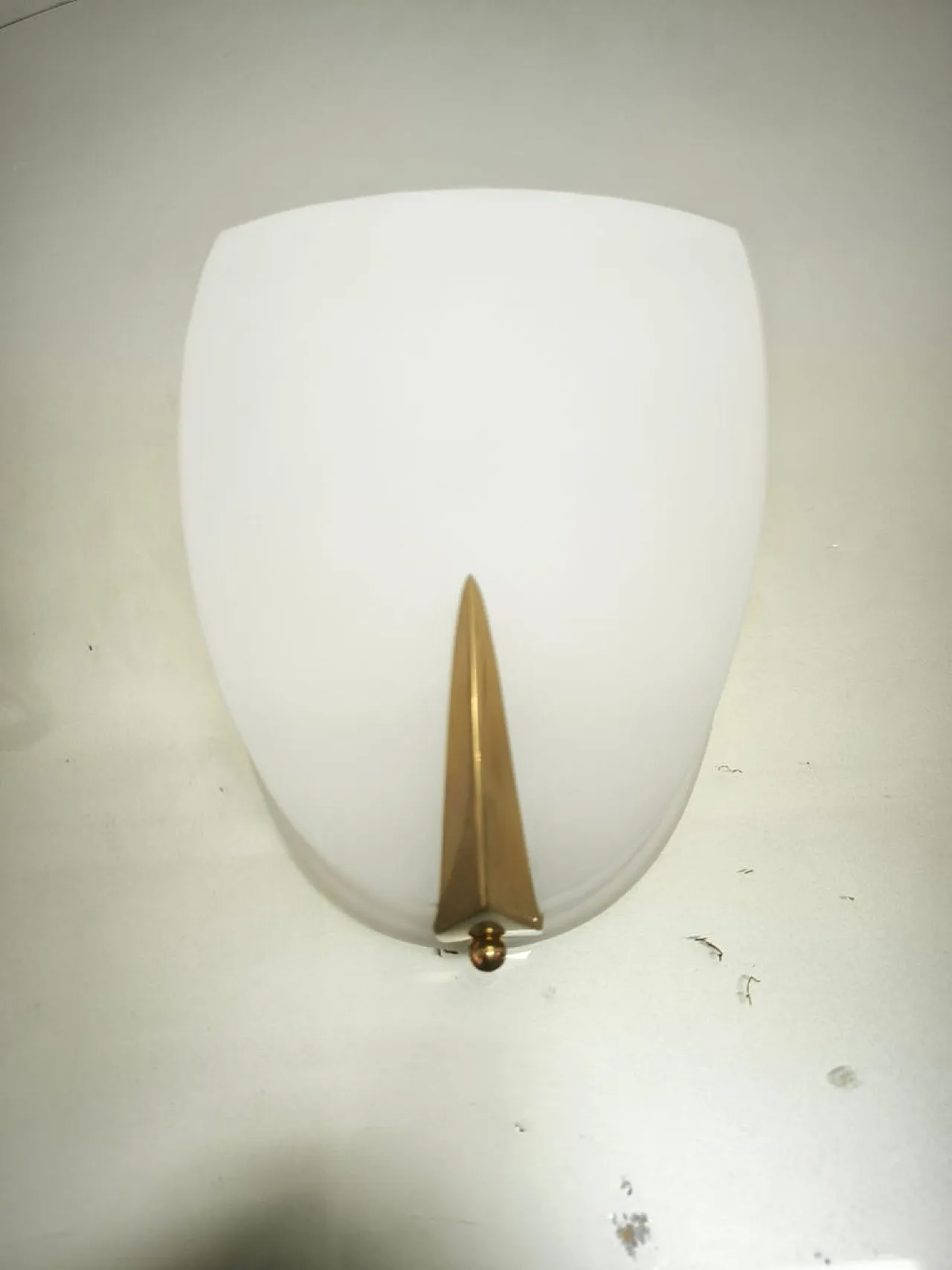 Rationalist wall light in white glass, 1940s 5
