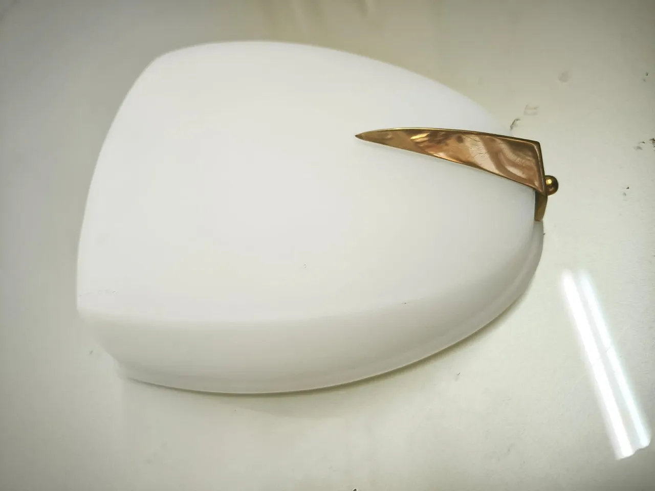 Rationalist wall light in white glass, 1940s 14