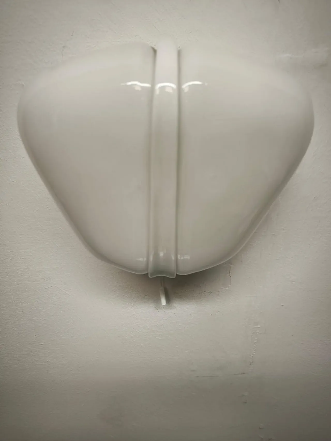 Lampada da parete in ceramica e vetro a doppia luce, anni '50 5