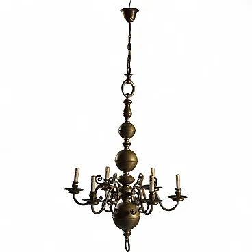 Lampadario olandese i bronzo, primo '900