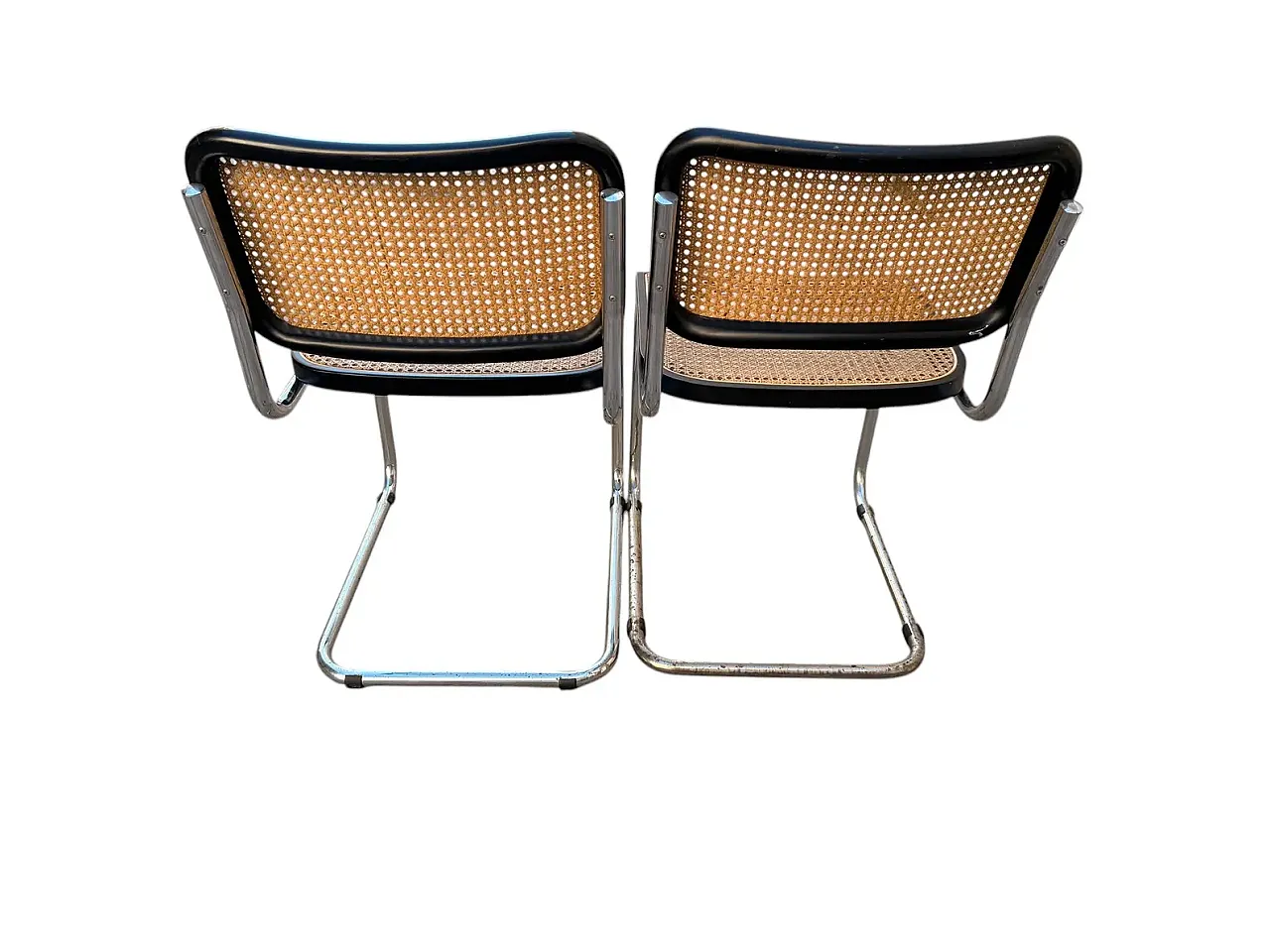 Pair of Cesca chairs by M.Breuer in steel and straw from Vienna, 1960s 4