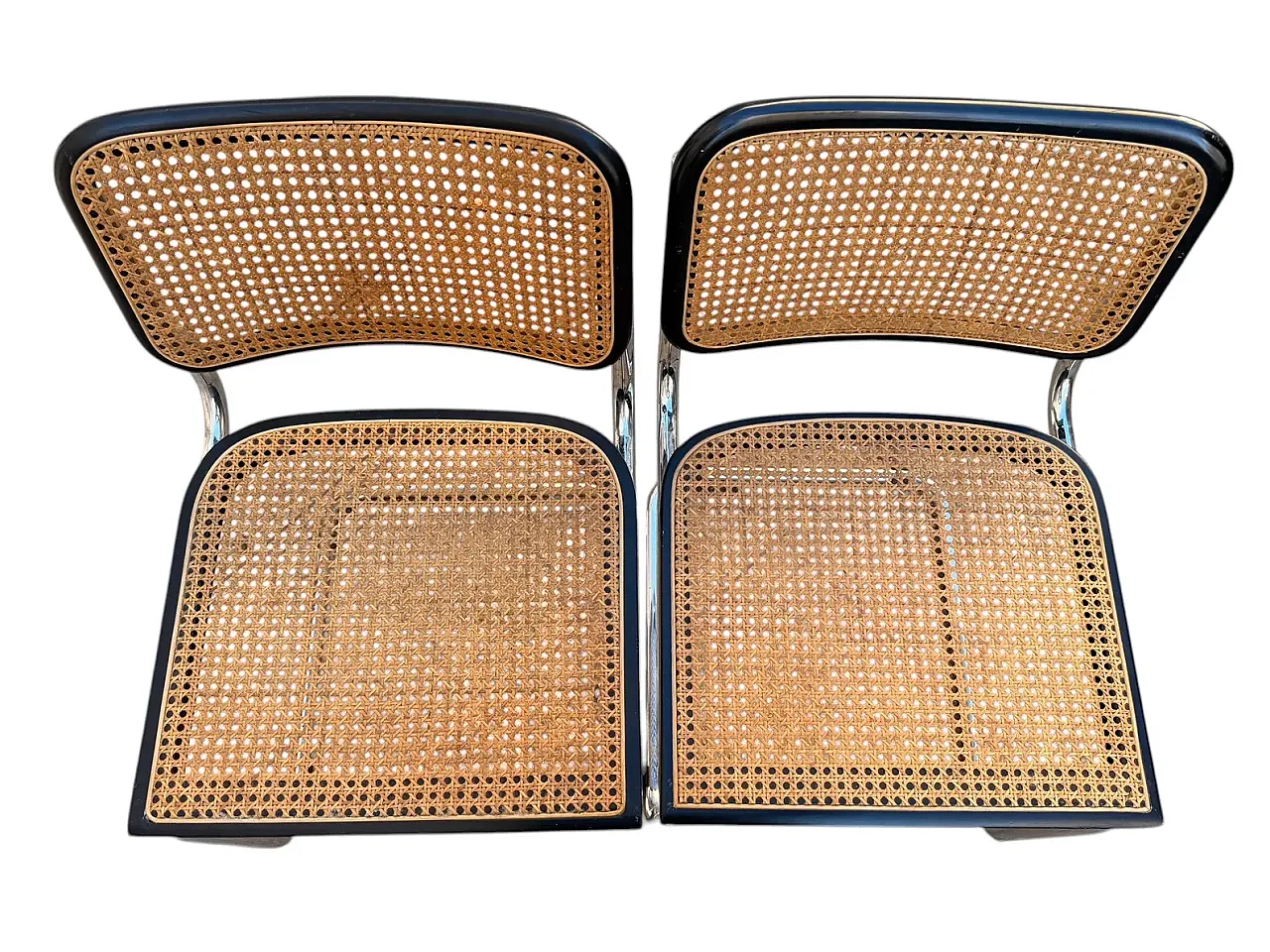 Pair of Cesca chairs by M.Breuer in steel and straw from Vienna, 1960s 5