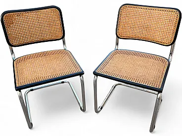 Coppia di sedie Cesca di Breuer in acciaio e paglia di Vienna, anni 60