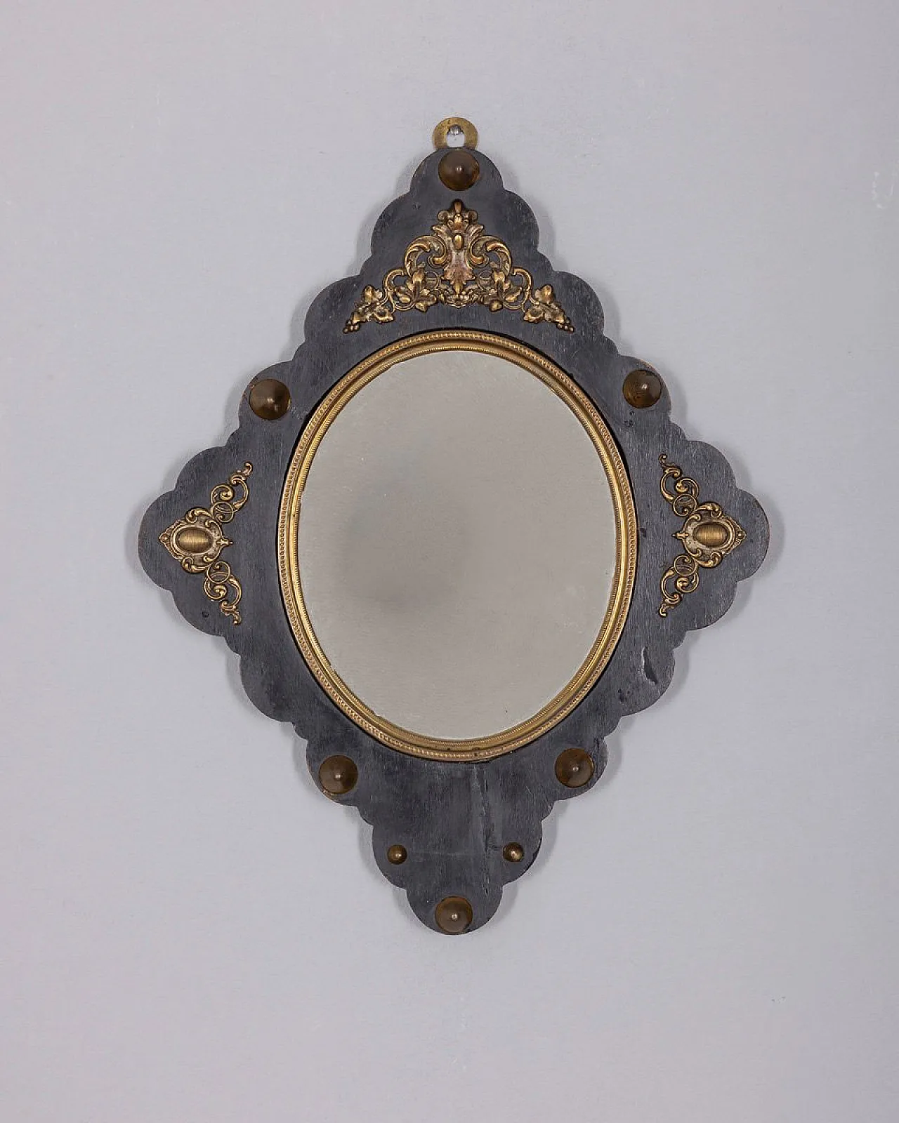 Specchio da parete in legno e bronzo, fine '800 1