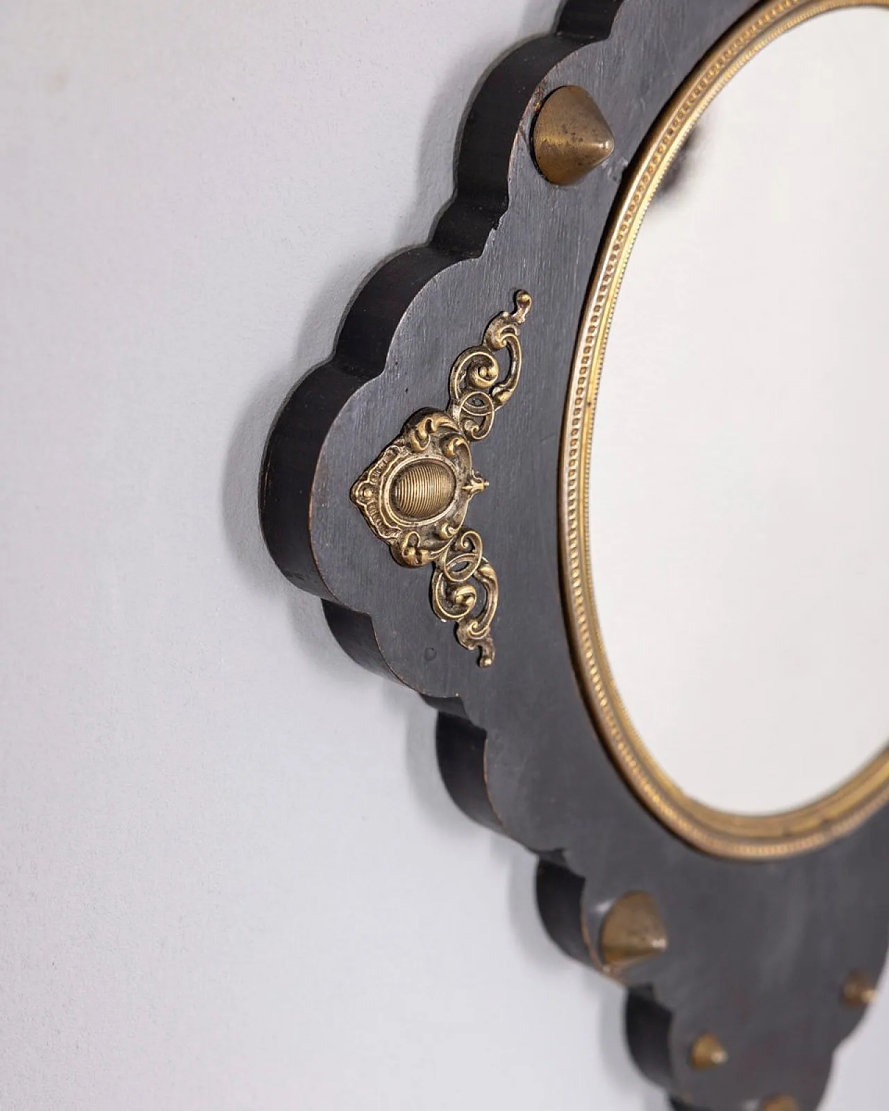 Specchio da parete in legno e bronzo, fine '800 3