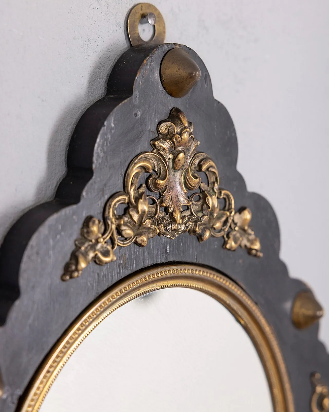 Specchio da parete in legno e bronzo, fine '800 7