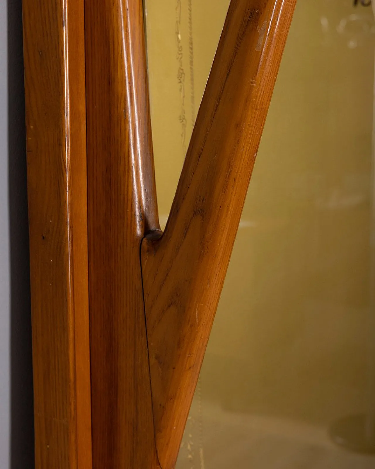 Wall coat rack in wood and decorated glass, 1950s 7