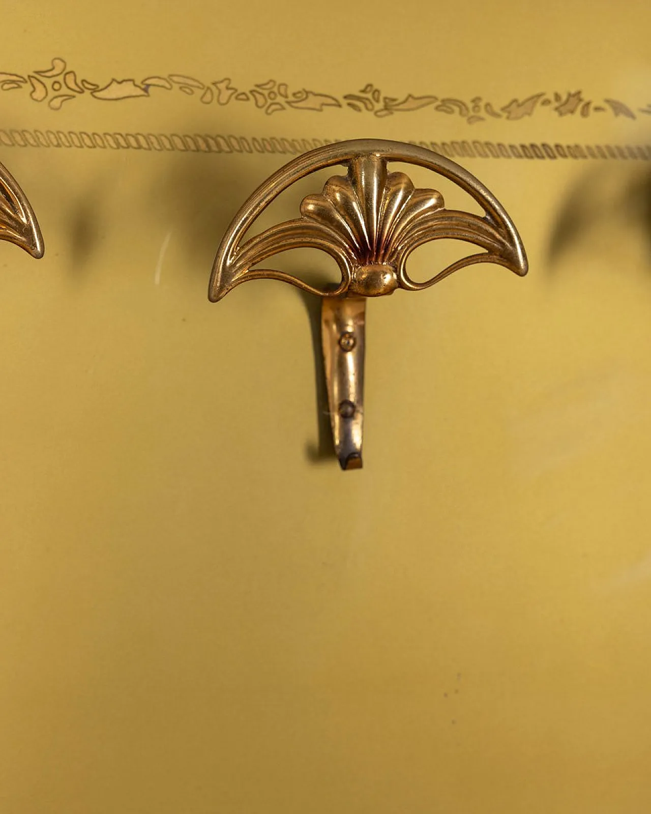 Wall coat rack in wood and decorated glass, 1950s 18