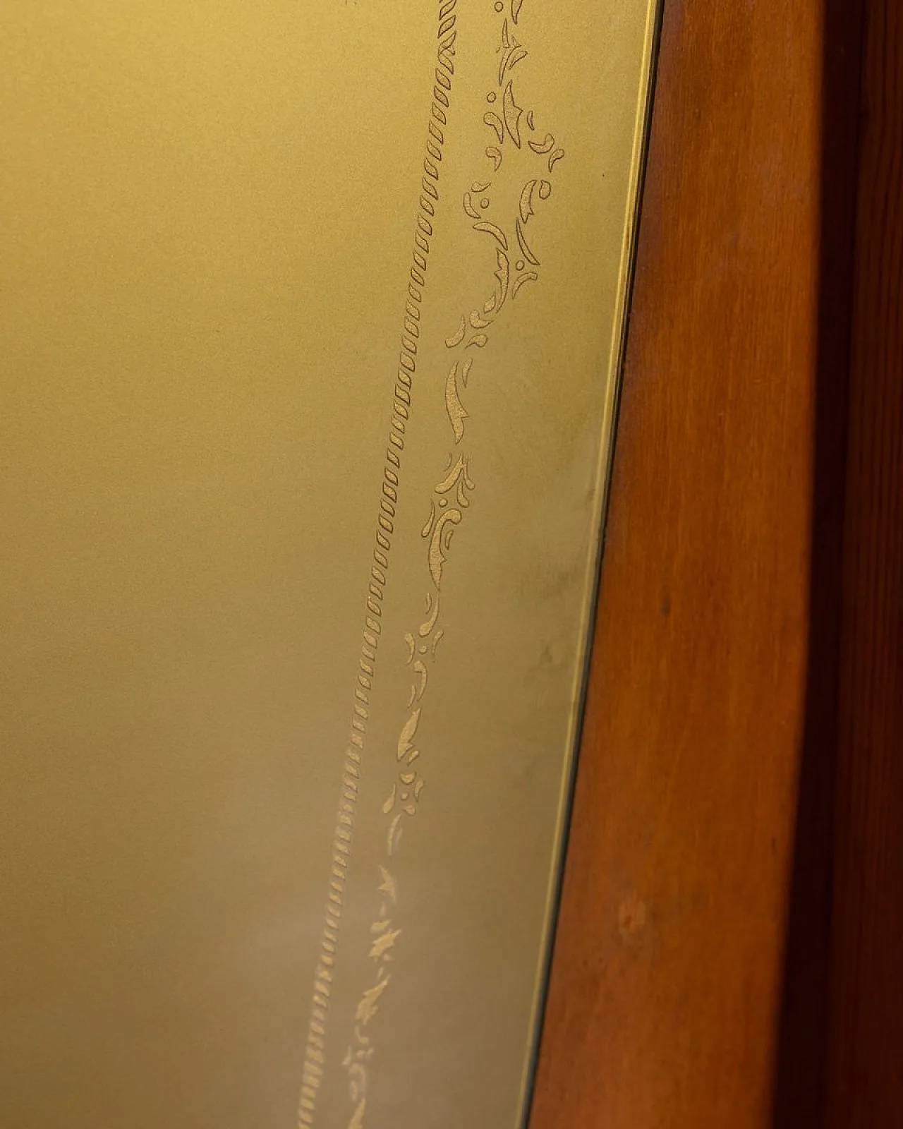 Wall coat rack in wood and decorated glass, 1950s 21