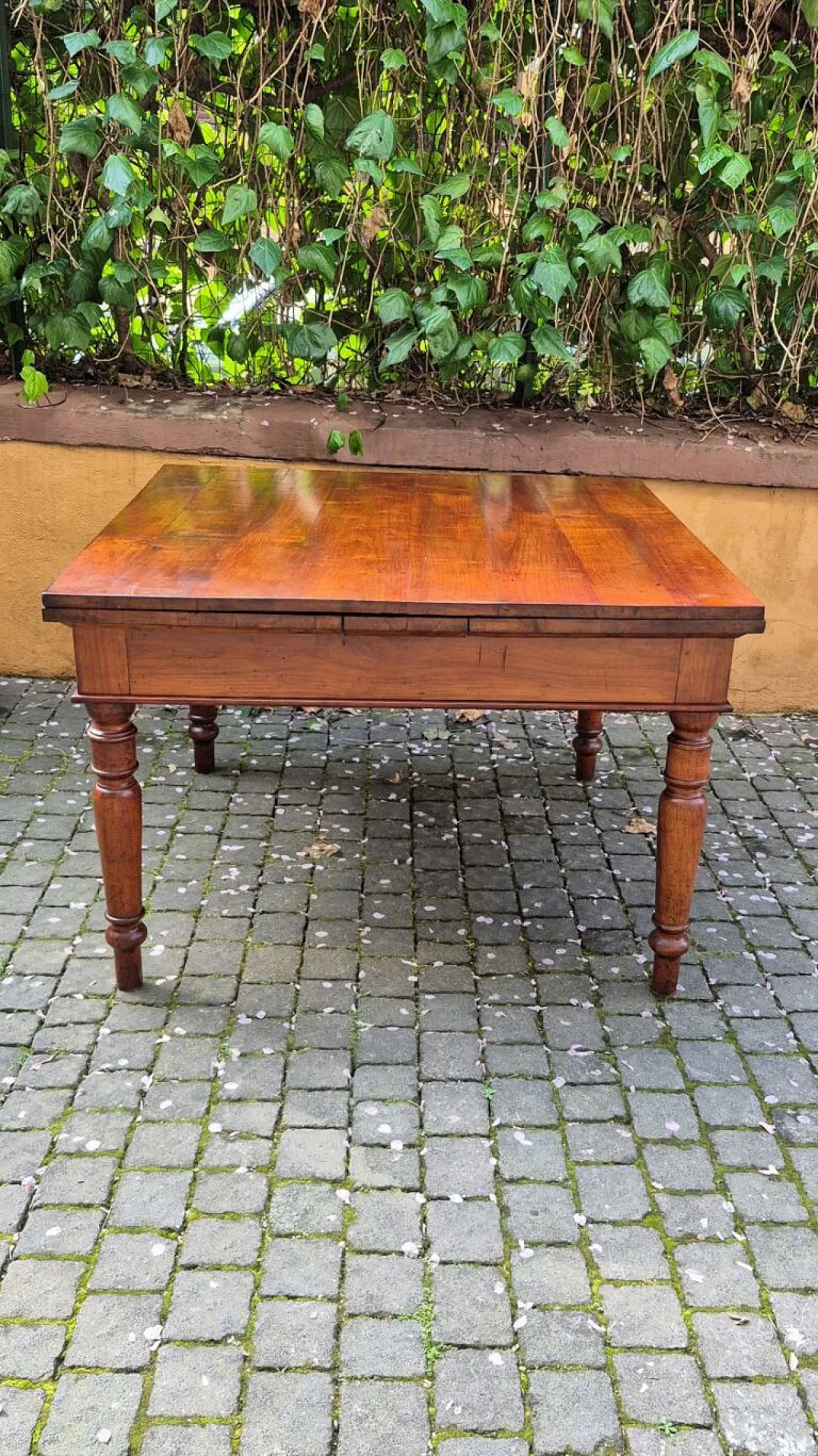 Tavolo quadrato allungabile a tiro in ciliegio, '800 2