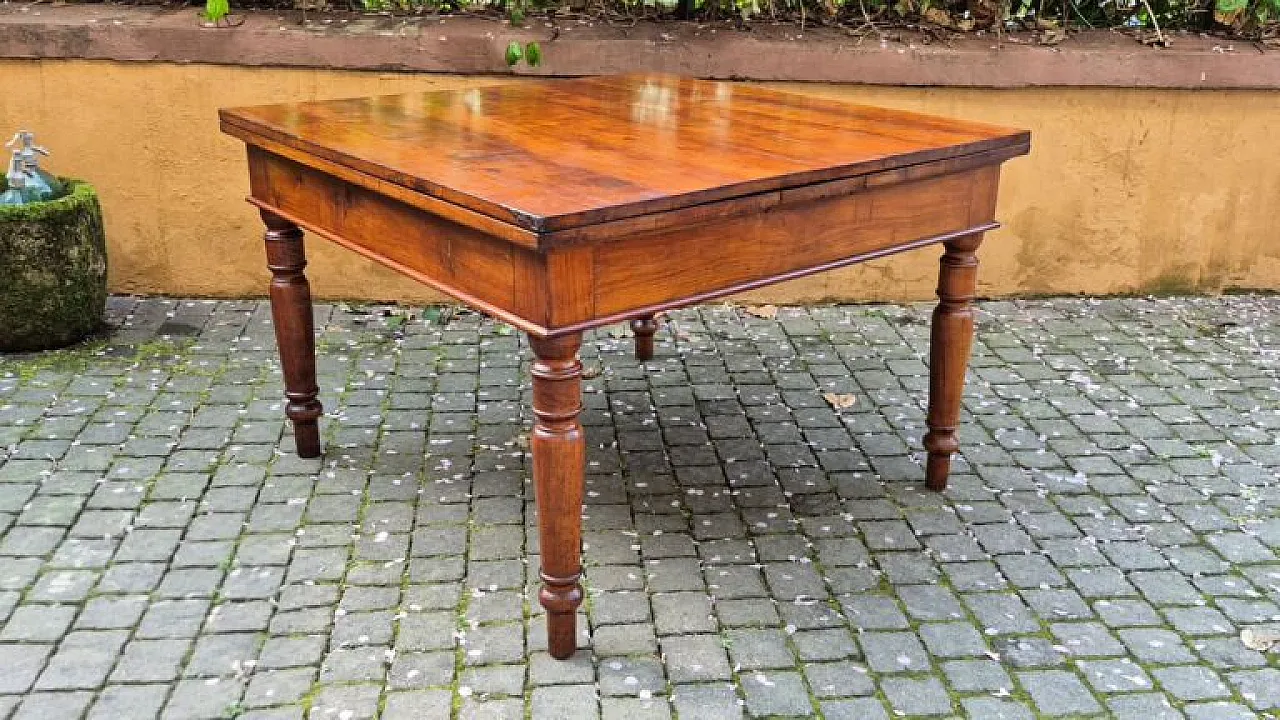 Tavolo quadrato allungabile a tiro in ciliegio, '800 7