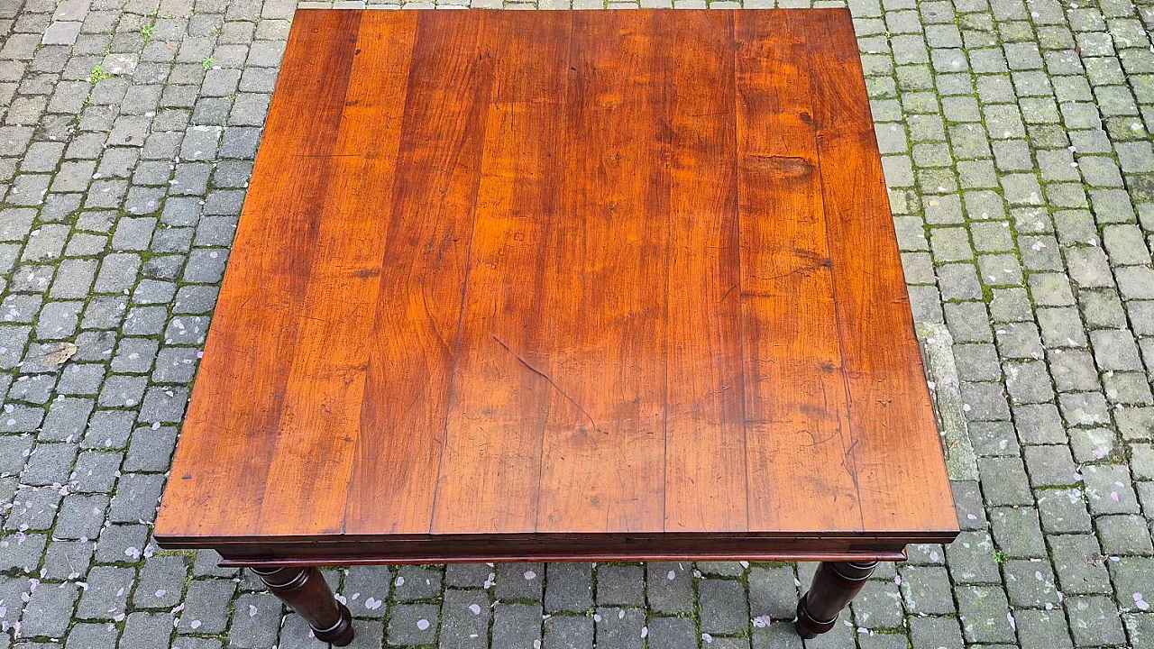 Tavolo quadrato allungabile a tiro in ciliegio, '800 9
