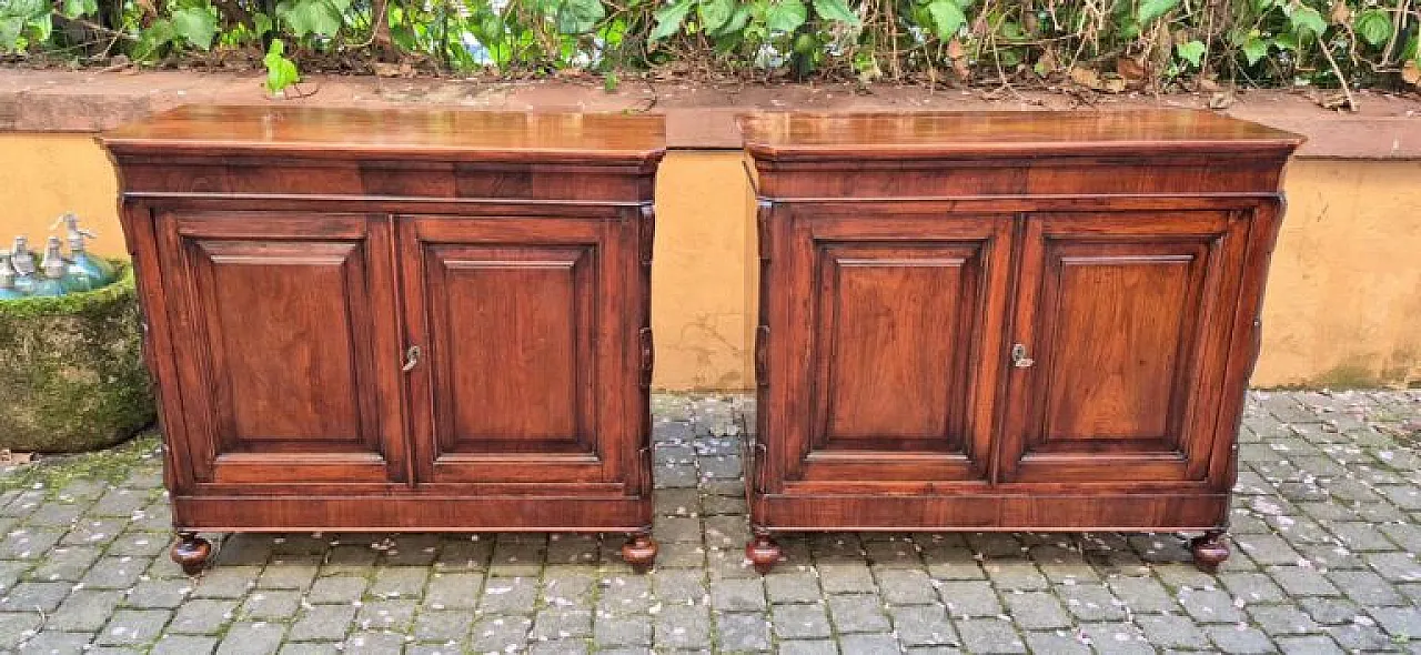 Coppia di credenze in legno di noce, '800 1