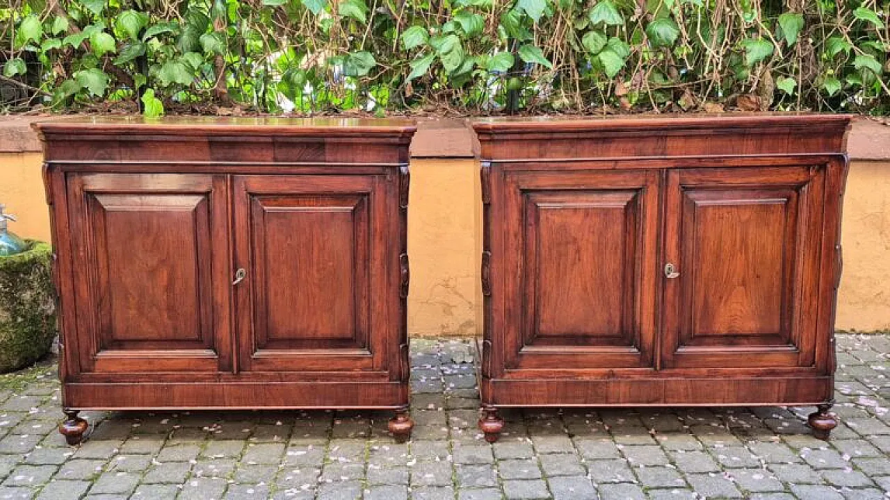 Coppia di credenze in legno di noce, '800 2
