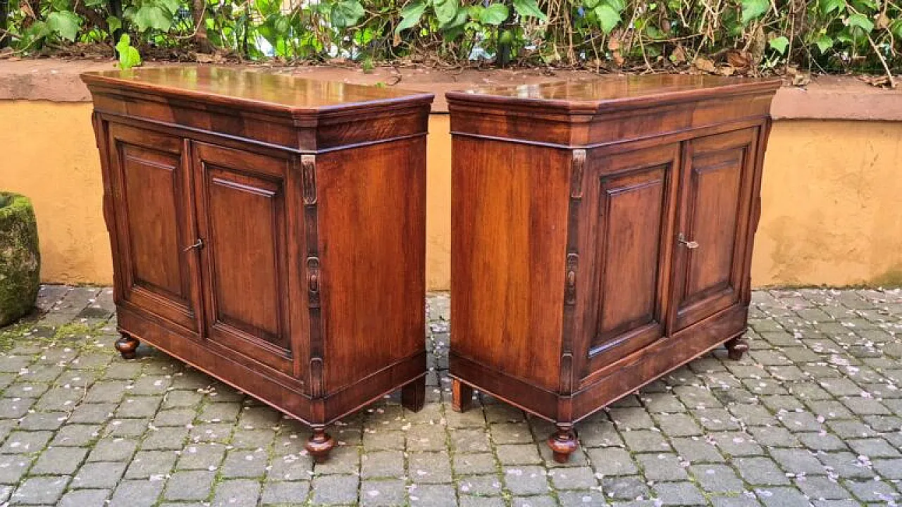 Coppia di credenze in legno di noce, '800 3