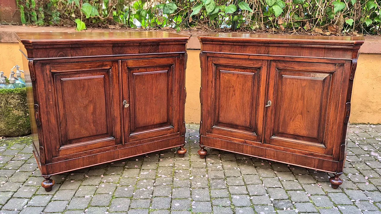 Coppia di credenze in legno di noce, '800 4