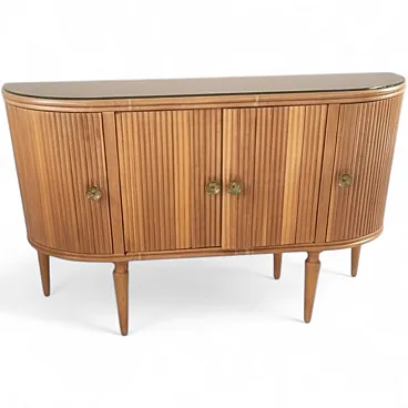 Credenza bar fine bombata interni a specchio, con luci, 1953