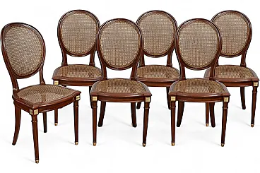 6 Napoleon III chairs in solid mahogany and Vienna straw, 19th century