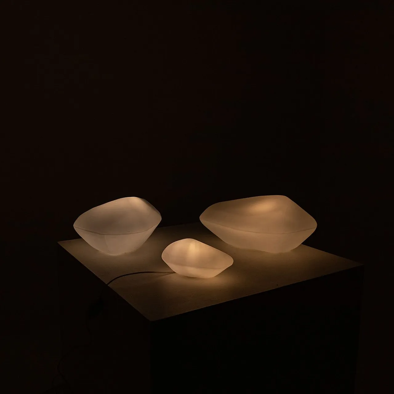 3 Stone of glass lamps from Oluce, late 20th century 2
