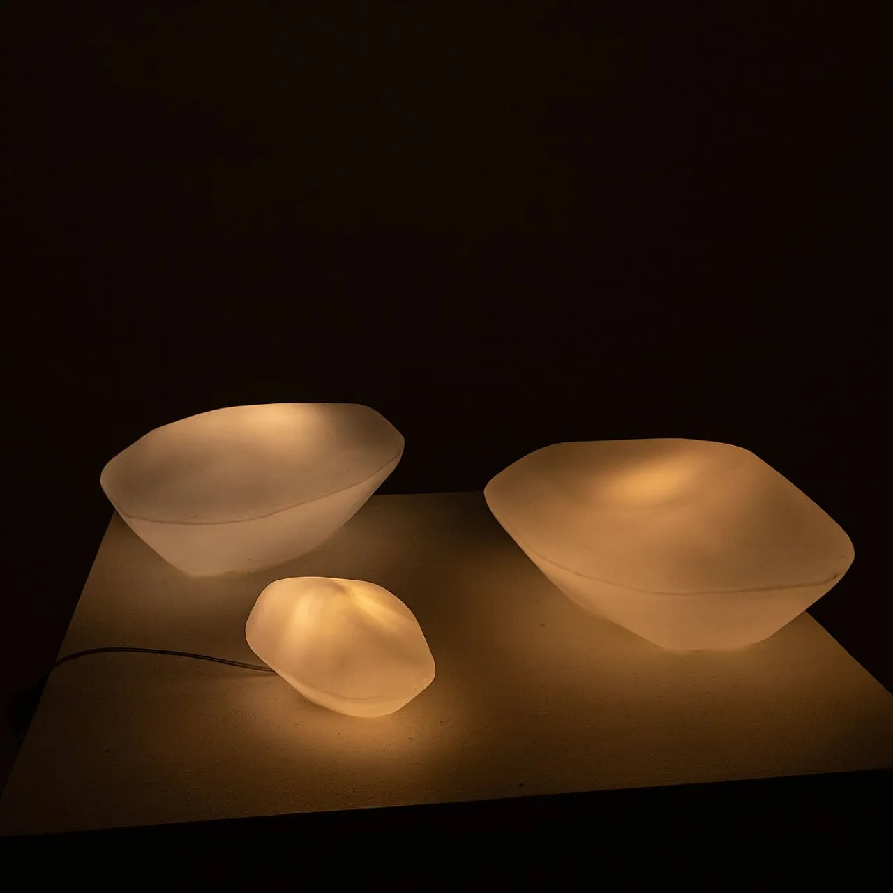 3 Stone of glass lamps from Oluce, late 20th century 3