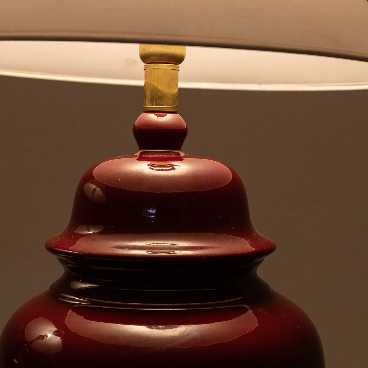 Pair of red table lamps by Tommaso Barbi, 1970s 4