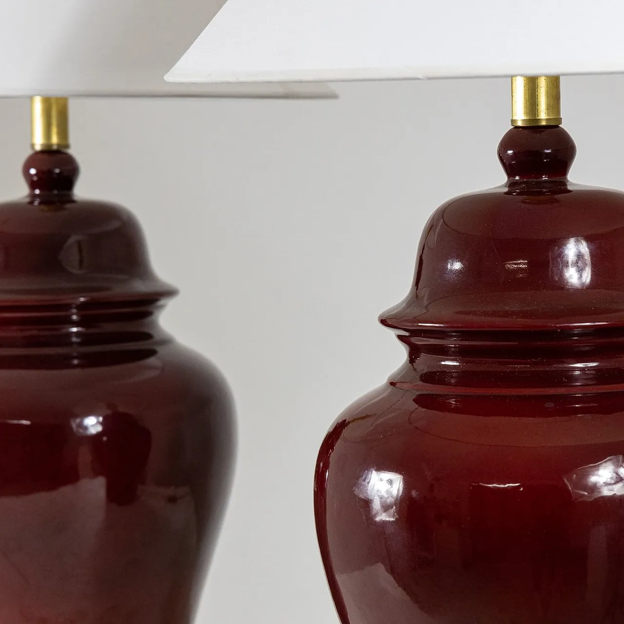 Pair of red table lamps by Tommaso Barbi, 1970s 6