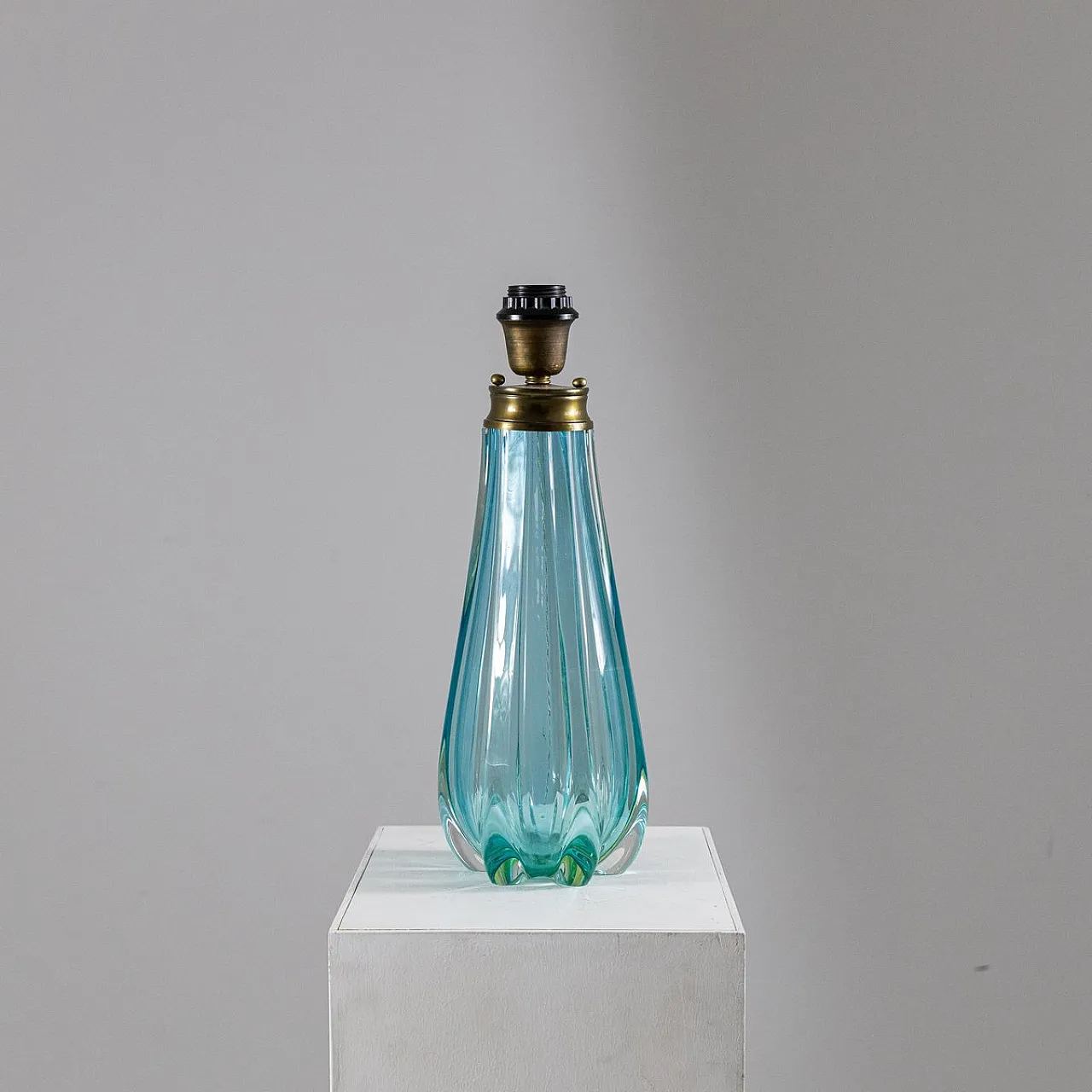 Turquoise glass table lamp from Seguso Vetri d'Arte, 1950s 4