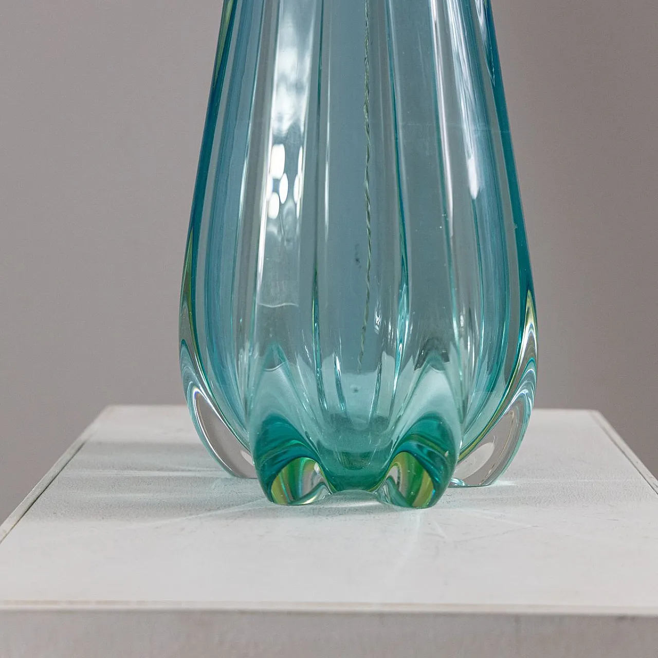 Turquoise glass table lamp from Seguso Vetri d'Arte, 1950s 5