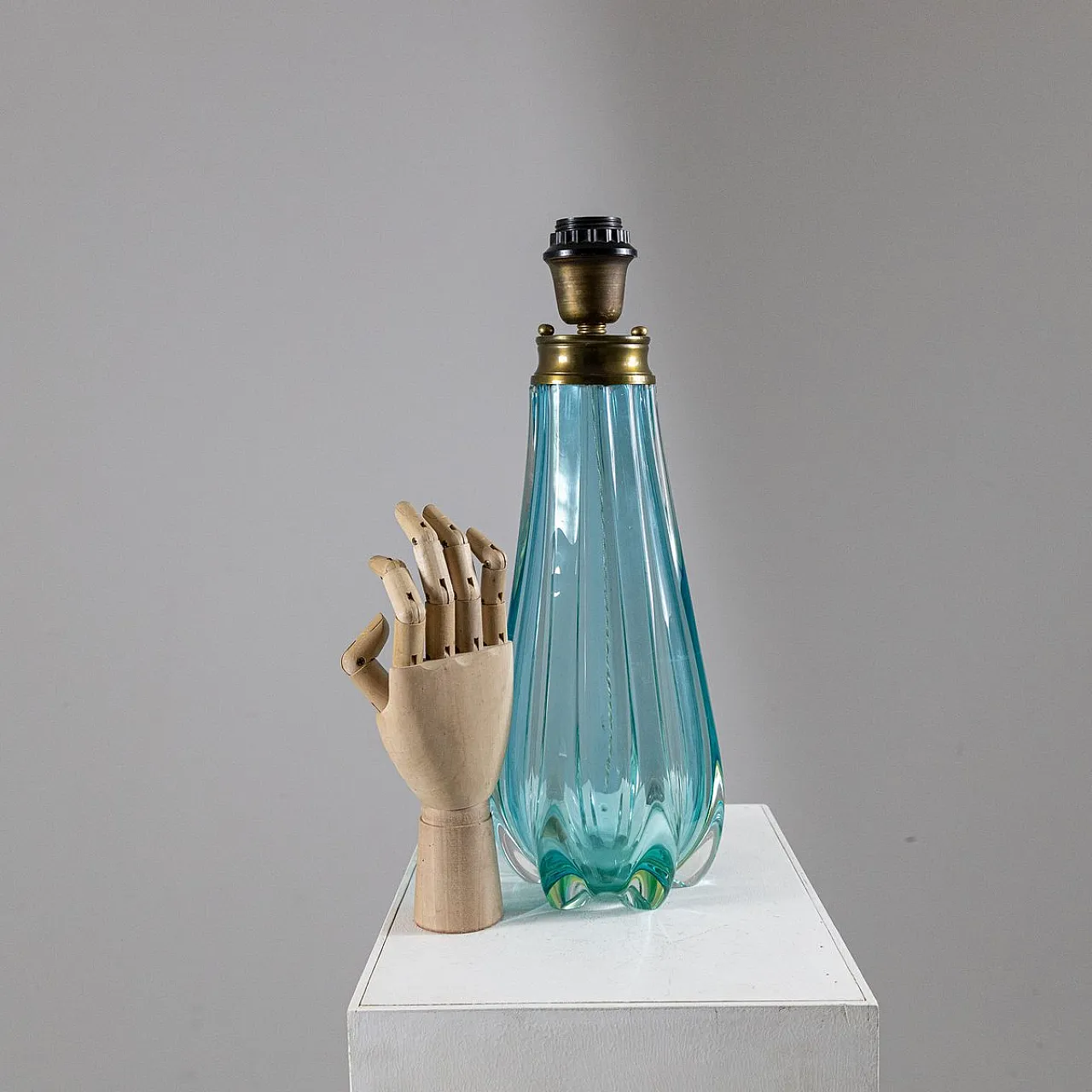Turquoise glass table lamp from Seguso Vetri d'Arte, 1950s 6