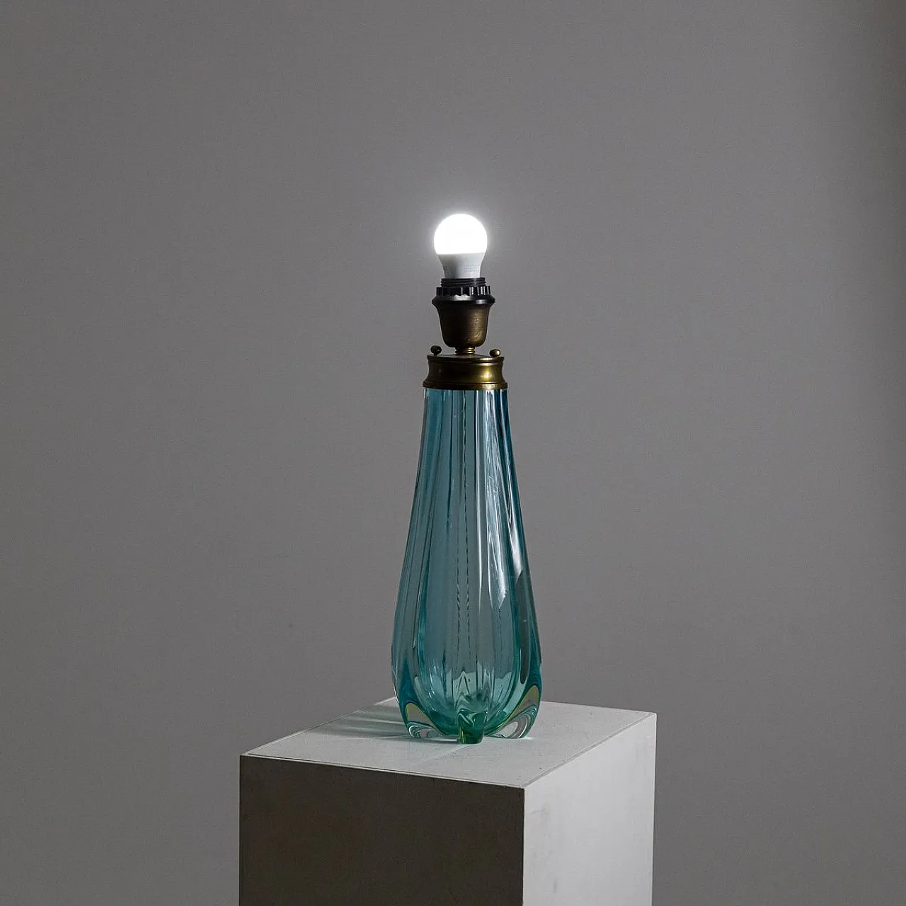 Turquoise glass table lamp from Seguso Vetri d'Arte, 1950s 7